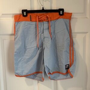 Insight Mens BoardShorts Swim Trunks Le Blur  Deadbeet Size 32 Blue Orange